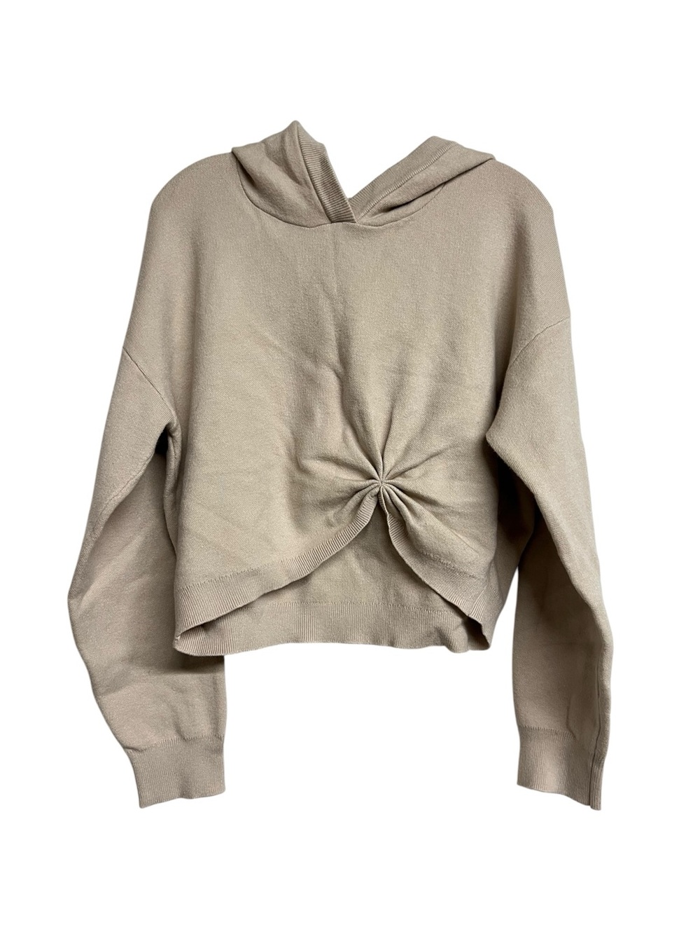 Anthropologie Tan Twist Knot Front Hooded Sweatshirt Large